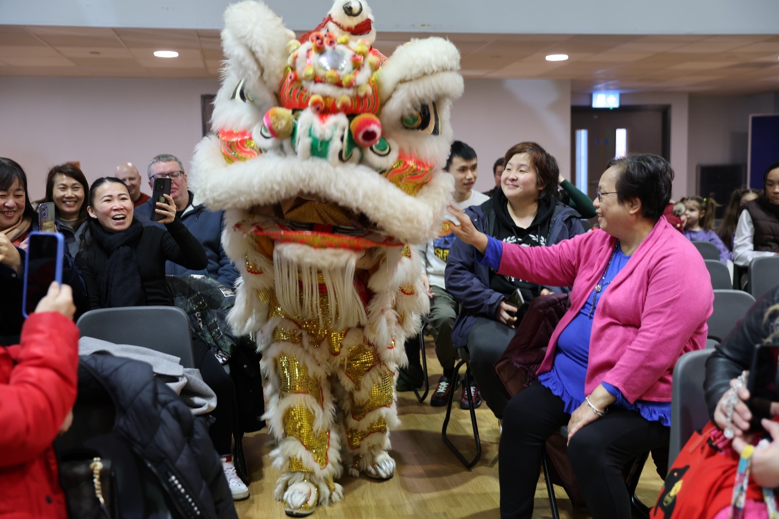 The New Year Lion engaging with the audience 